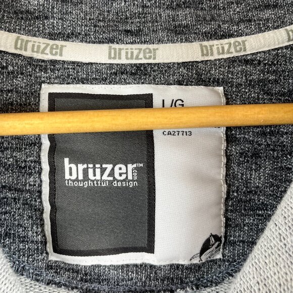 Bruzer Sweater Mens Large Long Sleeve Collared 1/4 Zip Kangaroo Pockets - Picture 3 of 6